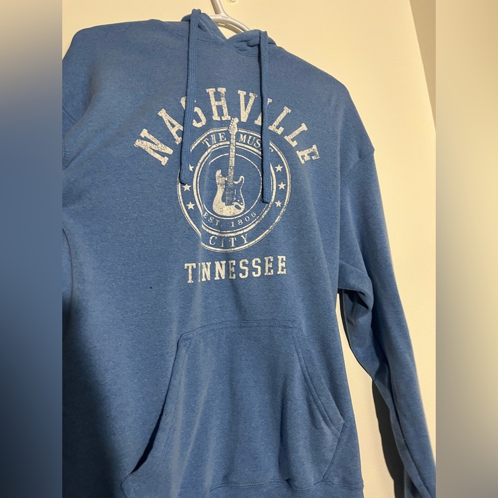 Blue and white Nashville TN hoodie